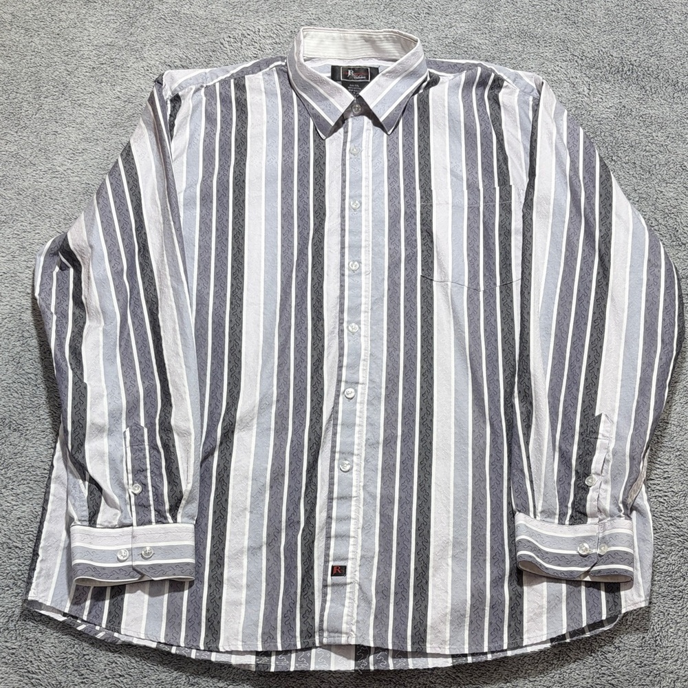 Jon R Randall Collection Button Down Men’s XXL White & Gray Threaded Shirt